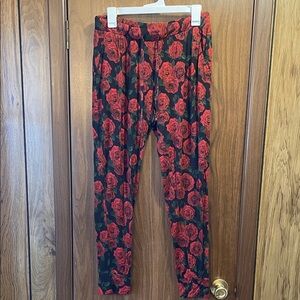 Floral Red and Black Joggers
